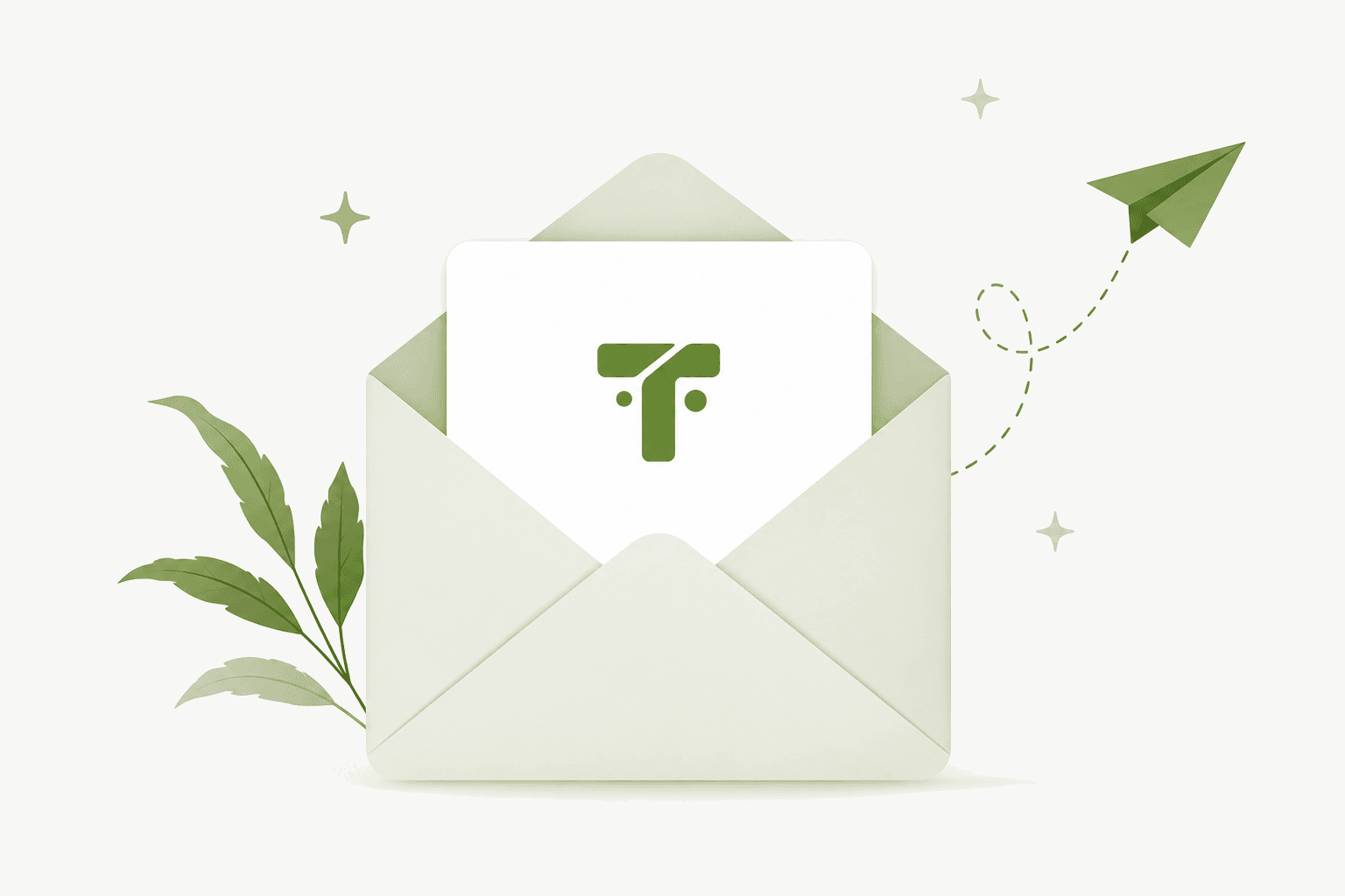 Contact support illustration with envelope and TemplateHub logo